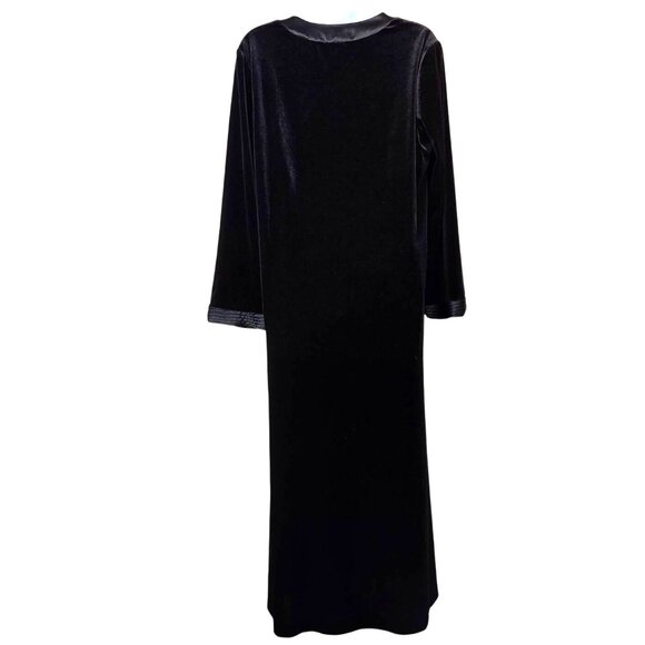 Oscar de la Renta Vintage 90s Pink Label Black Velvet Lounge Robe Maxi Dress S/M - Picture 3 of 6